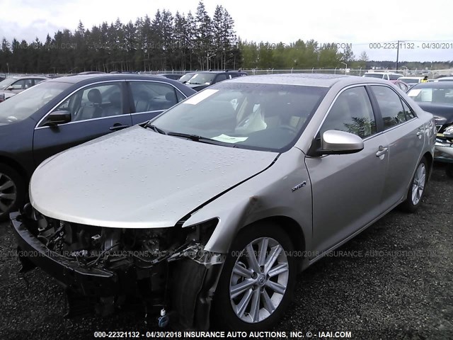 4T1BD1FK6EU113667 - 2014 TOYOTA CAMRY HYBRID/LE/XLE 金色 照片 2