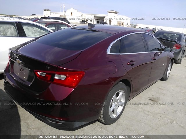 1G1ZB5ST0GF301731 - 2016 CHEVROLET MALIBU LS 勃艮第红 照片 4