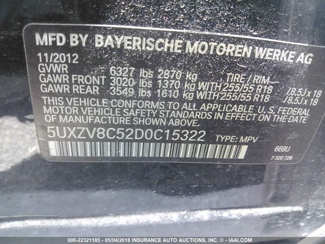 5UXZV8C52D0C15322 - 2013 BMW X5 XDRIVE50I BLACK photo 9