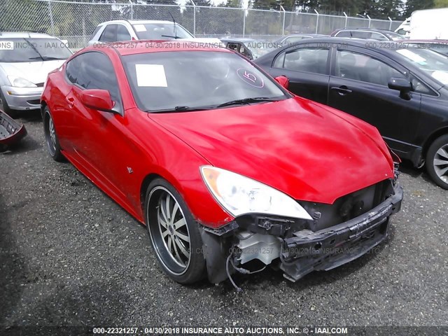 KMHHU6KH1AU011771 - 2010 HYUNDAI GENESIS COUPE 3.8L RED photo 1