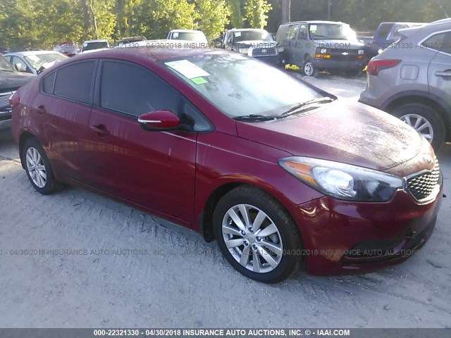 KNAFX4A69E5149854 - 2014 KIA FORTE LX RED photo 1