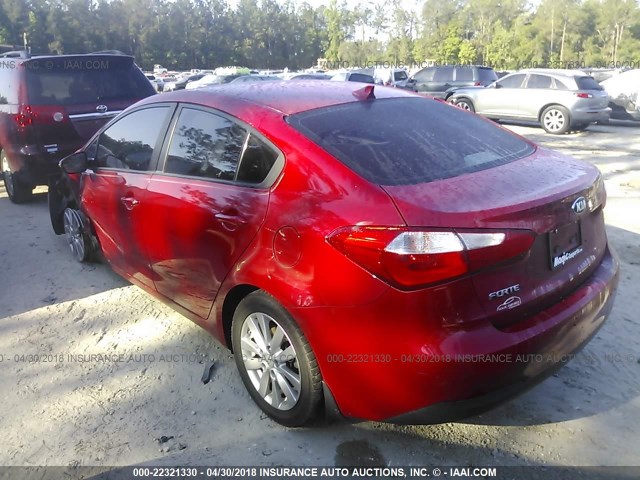 KNAFX4A69E5149854 - 2014 KIA FORTE LX RED photo 3