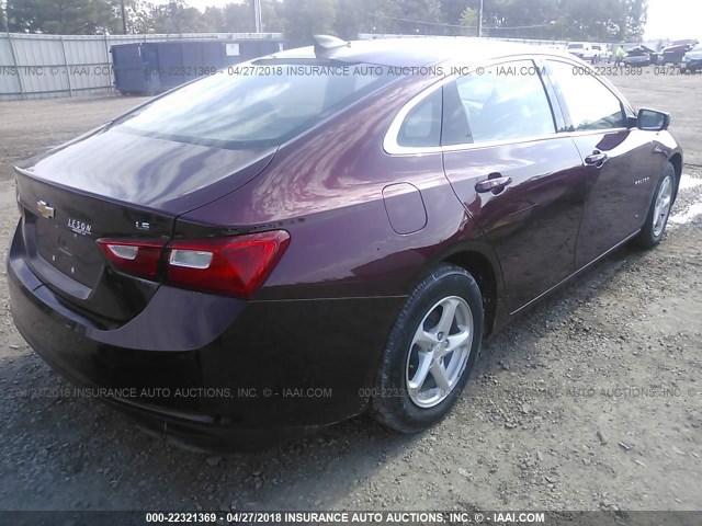 1G1ZB5ST9GF195859 - 2016 CHEVROLET MALIBU LS მუქწითელი ფოტო 4