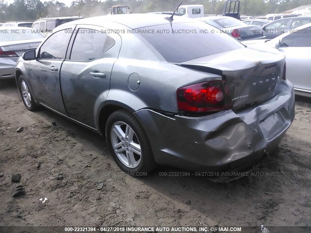 1C3CDZCB6DN621968 - 2013 DODGE AVENGER SXT GRAY photo 3