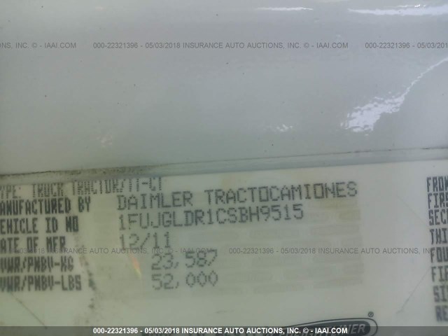 1FUJGLDR1CSBH9515 - 2012 FREIGHTLINER CASCADIA 125  Unknown photo 10
