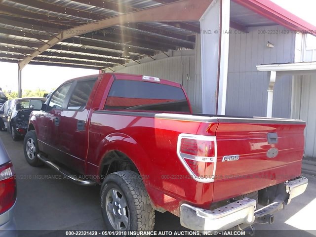 1FTEW1C82AFA10152 - 2010 FORD F150 SUPERCREW RED photo 3