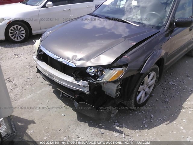 4S4BP61C287314151 - 2008 SUBARU OUTBACK 2.5I GRAY photo 6