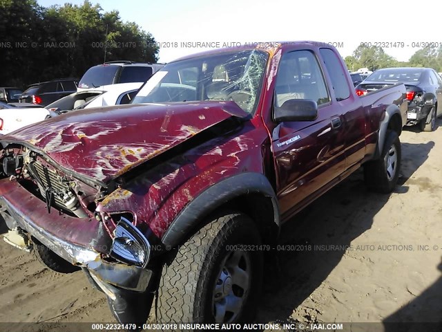 5TEWN72N94Z335826 - 2004 TOYOTA TACOMA XTRACAB RED photo 2