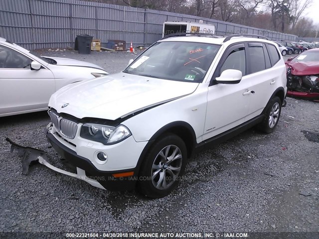 WBXPC9C45AWJ38790 - 2010 BMW X3 XDRIVE30I WHITE photo 2