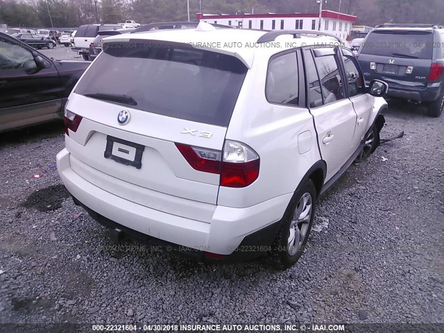 WBXPC9C45AWJ38790 - 2010 BMW X3 XDRIVE30I WHITE photo 4