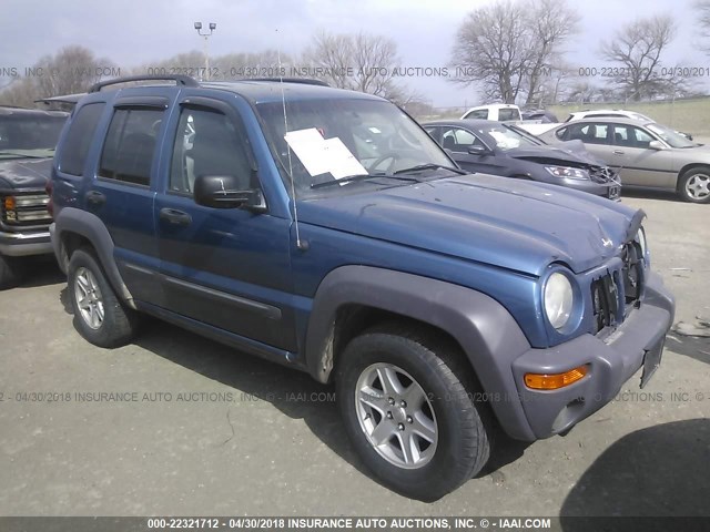 1J4GL48K34W220443 - 2004 JEEP LIBERTY SPORT BLUE photo 1