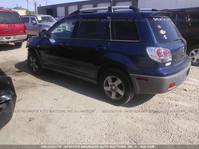 JA4LX41G93U020217 - 2003 MITSUBISHI OUTLANDER XLS Dark Blue photo 3