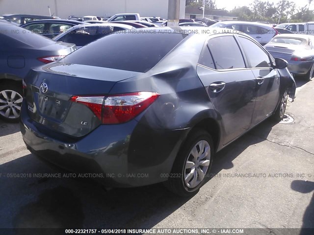 5YFBURHE7FP267605 - 2015 TOYOTA COROLLA L/LE/LE PLS/PRM/S/S PLS GRAY photo 4