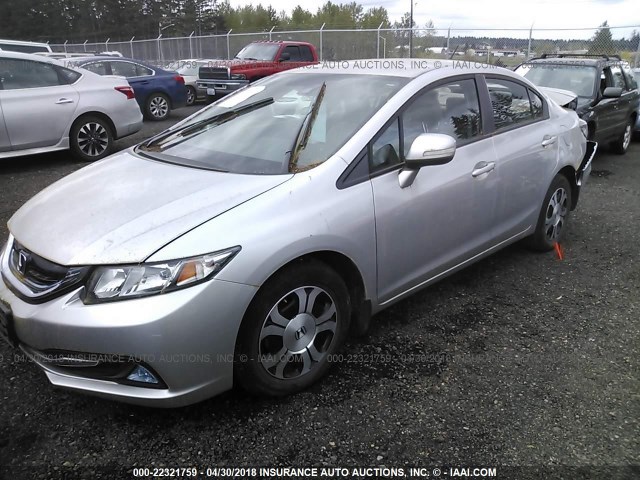 19XFB4F34DE203564 - 2013 HONDA CIVIC HYBRID L SILVER photo 2