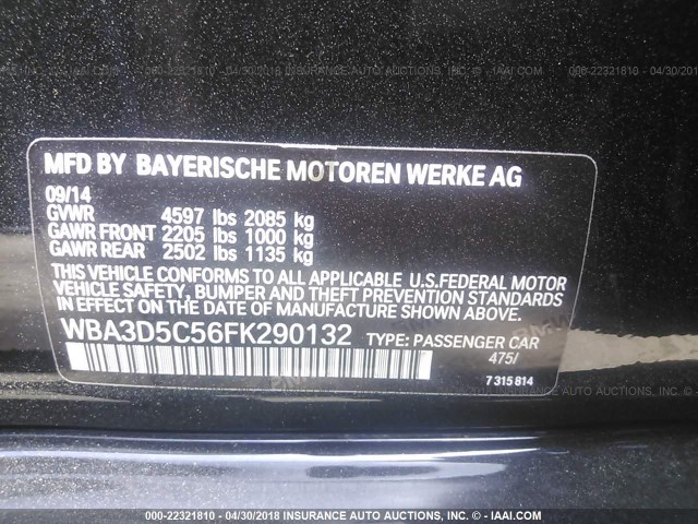 WBA3D5C56FK290132 - 2015 BMW 328 D/XDRIVE BLACK photo 9
