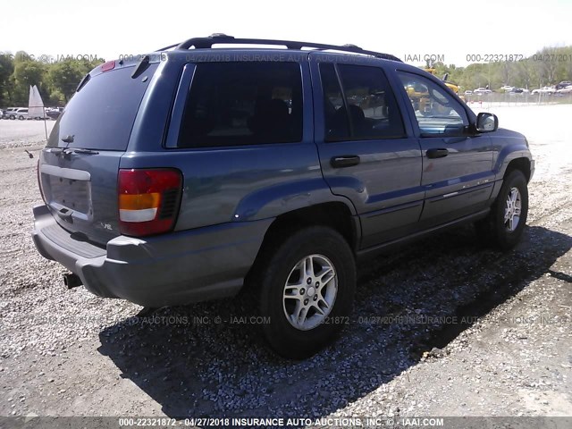 1J4GW48N92C202500 - 2002 JEEP GRAND CHEROKEE LAREDO BLUE photo 4