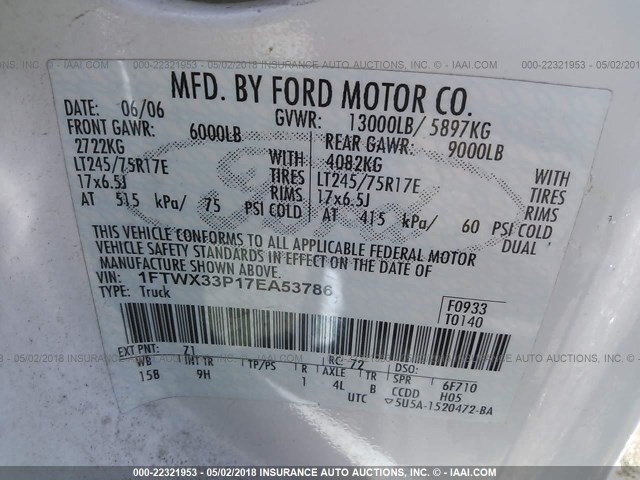 1FTWX33P17EA53786 - 2007 FORD F350 SUPER DUTY WHITE photo 10