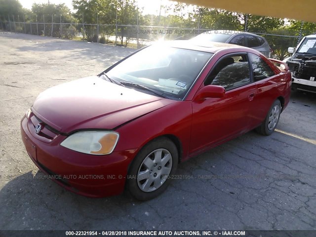 1HGEM21911L061538 - 2001 HONDA CIVIC SI/EX RED photo 2