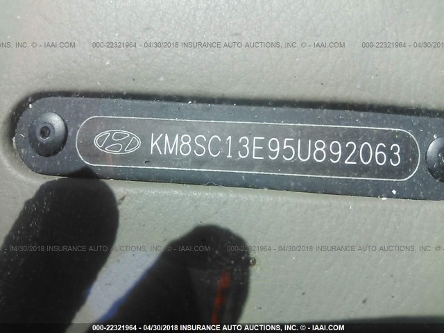 KM8SC13E95U892063 - 2005 HYUNDAI SANTA FE GLS/LX TAN photo 9