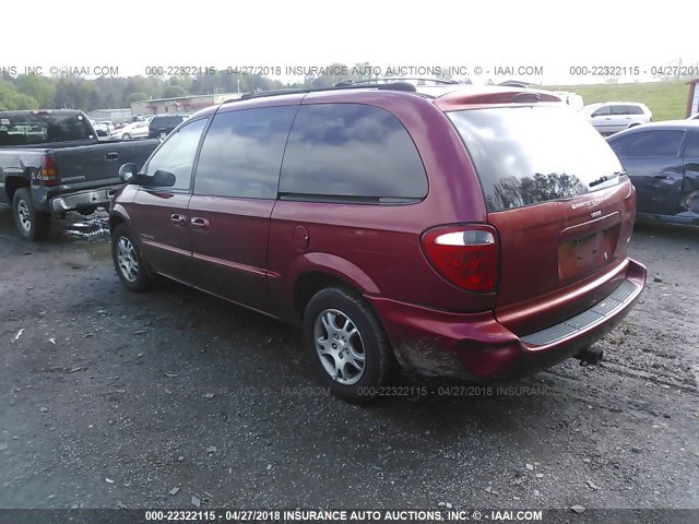 2B4GP74L11R348420 - 2001 DODGE GRAND CARAVAN EX RED photo 3