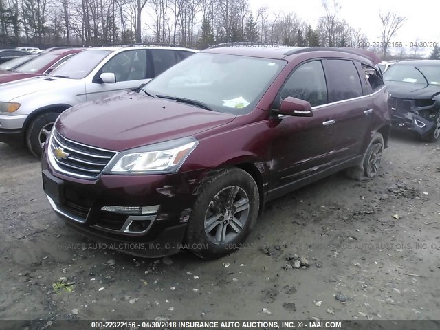 1GNKVHKD6FJ188820 - 2015 CHEVROLET TRAVERSE LT MAROON photo 2