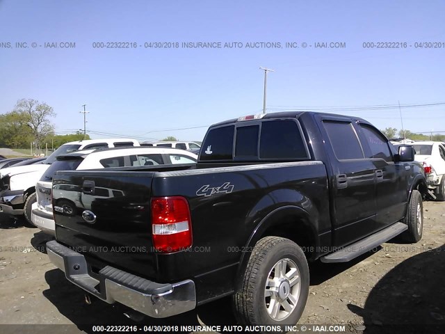 1FTPW14554KC22195 - 2004 FORD F150 SUPERCREW BLACK photo 4