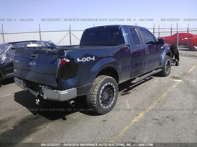 1FTFX1ET3DKD91265 - 2013 FORD F150 SUPER CAB BLUE photo 4