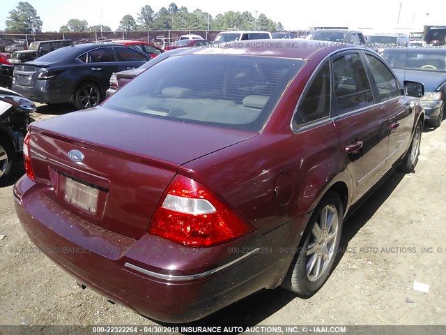 1FAHP25195G150656 - 2005 FORD FIVE HUNDRED LIMITED RED photo 4