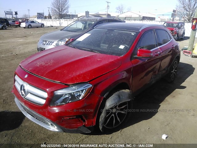 WDCTG4GB2GJ209388 - 2016 MERCEDES-BENZ GLA 250 4MATIC RED photo 2