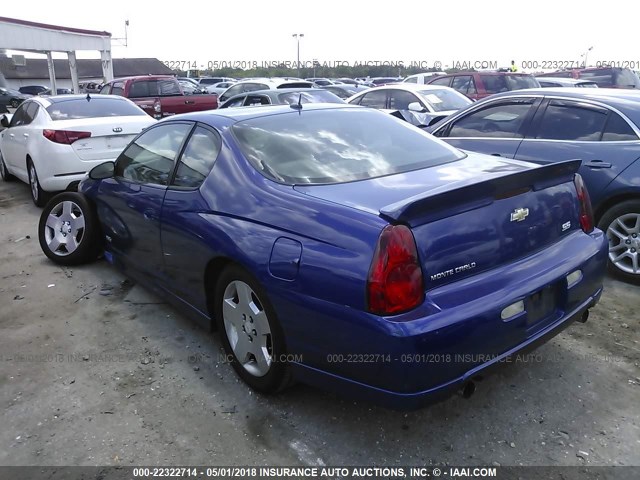 2G1WL16CX69276962 - 2006 CHEVROLET MONTE CARLO SS BLUE photo 3