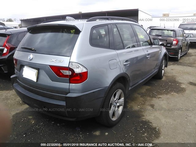 WBXPA93404WC30385 - 2004 BMW X3 3.0I SILVER photo 4