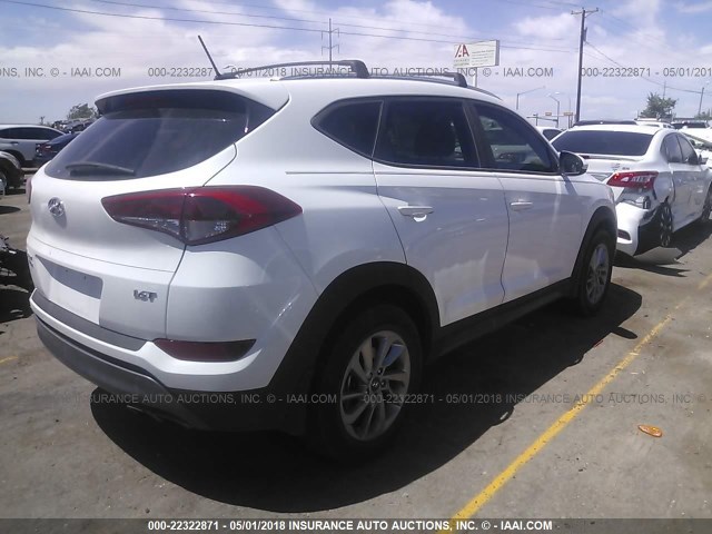 KM8J33A22GU242218 - 2016 HYUNDAI TUCSON LIMITED/SPORT AND ECO/SE WHITE photo 4