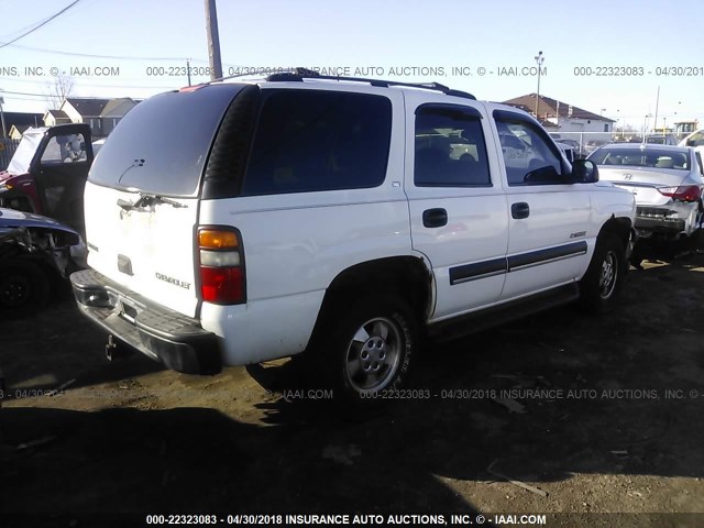 1GNEK13T51J132296 - 2001 CHEVROLET TAHOE K1500 WHITE photo 4