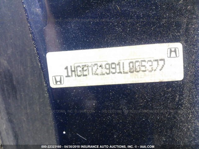 1HGEM21991L005377 - 2001 HONDA CIVIC SI/EX BLUE photo 9