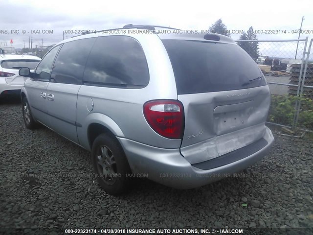 2B8GP74L72R789940 - 2002 DODGE GRAND CARAVAN EX SILVER photo 3