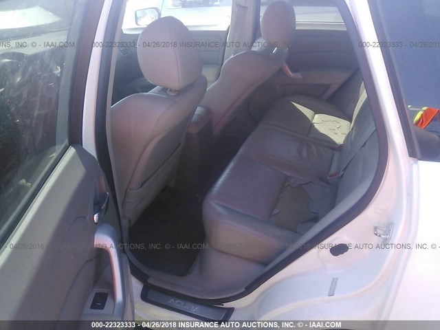 5J8TB18267A003798 - 2007 ACURA RDX WHITE photo 8