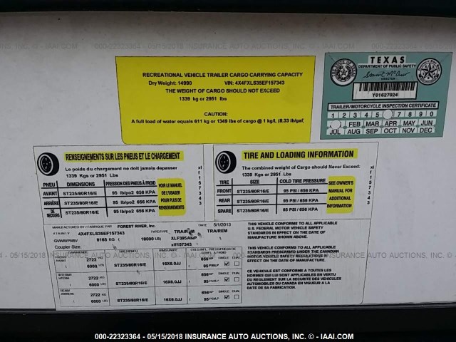 4X4FXLS35EF157343 - 2014 FOREST RIVER XLR  未知 照片 9