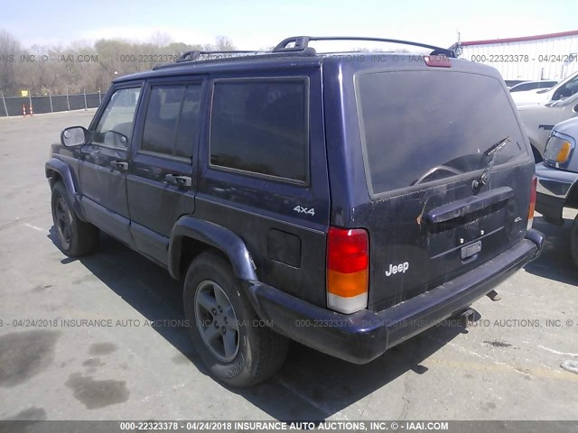 1J4FF68S7XL651226 - 1999 JEEP CHEROKEE SPORT/CLASSIC მუქი ლურჯი ფოტო 3