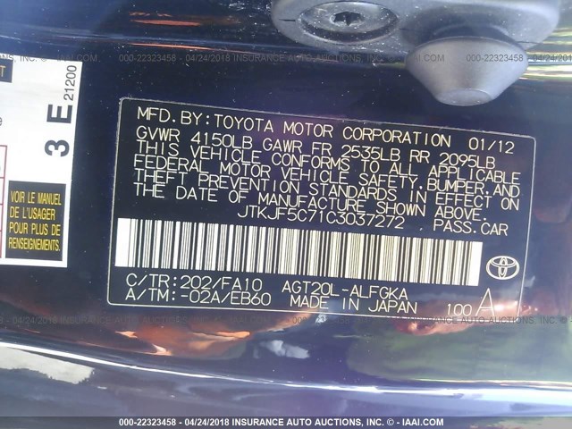 JTKJF5C71C3037272 - 2012 TOYOTA SCION TC 黑色 照片 9