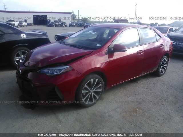 5YFBURHE0HP654841 - 2017 TOYOTA COROLLA L/LE/XLE/SE/XSE RED photo 2