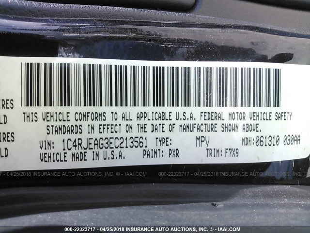 1C4RJEAG3EC213561 - 2014 JEEP GRAND CHEROKEE LAREDO BLACK photo 9