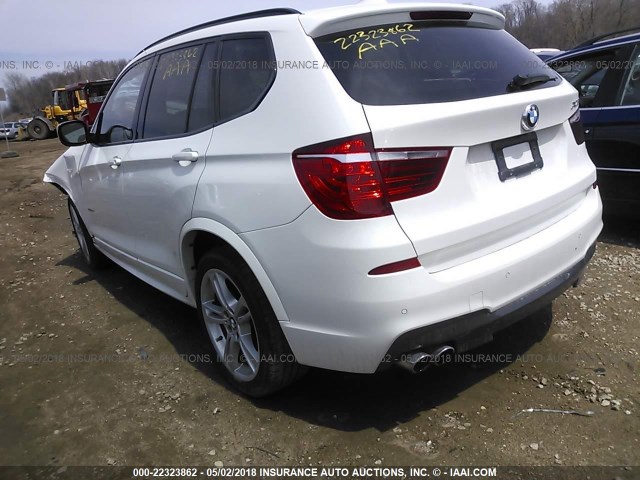 5UXWX9C51E0D10037 - 2014 BMW X3 XDRIVE28I WHITE photo 3