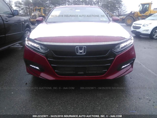 1HGCV1F33JA054671 - 2018 HONDA ACCORD SPORT RED photo 6