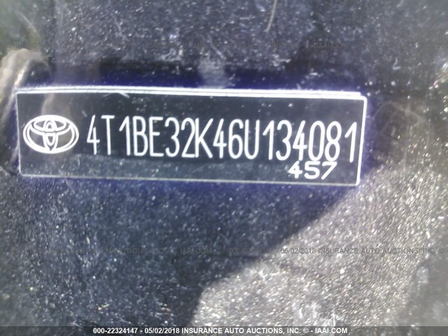 4T1BE32K46U134081 - 2006 TOYOTA CAMRY LE/XLE/SE BLACK photo 9