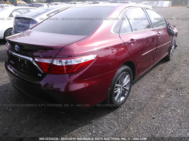 4T1BF1FK0GU515620 - 2016 TOYOTA CAMRY LE/XLE/SE/XSE RED photo 4