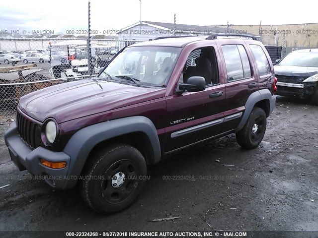 1J4GL48K62W111357 - 2002 JEEP LIBERTY SPORT RED photo 2