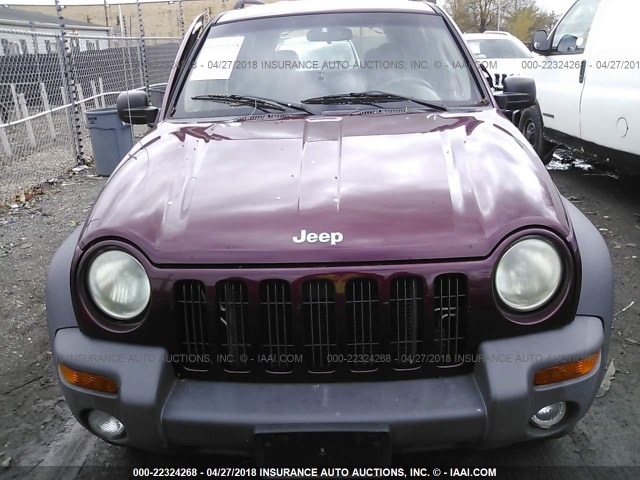 1J4GL48K62W111357 - 2002 JEEP LIBERTY SPORT RED photo 6