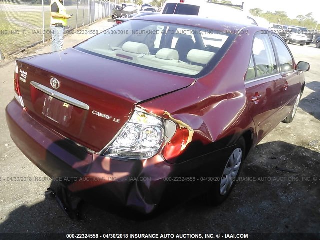 4T1BE32K05U061502 - 2005 TOYOTA CAMRY LE/XLE/SE წითელი ფოტო 4