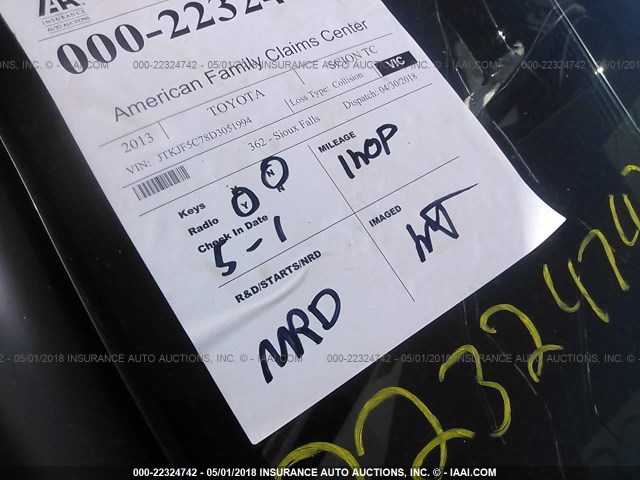 JTKJF5C78D3051994 - 2013 TOYOTA SCION TC 白色 照片 7