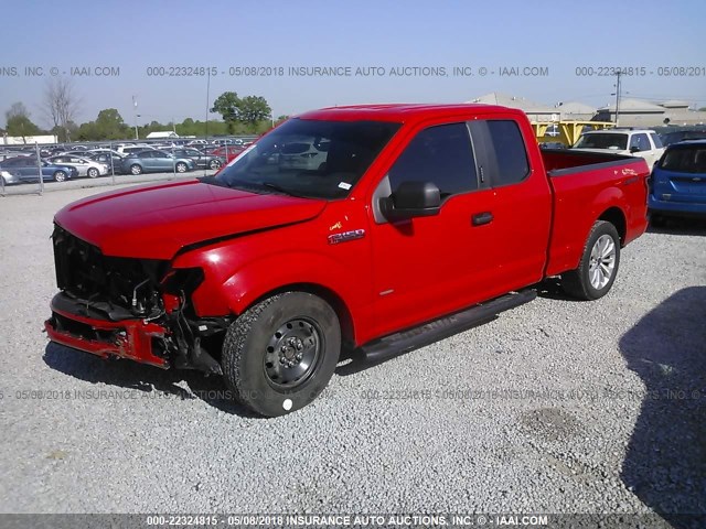 1FTEX1CP3GFD38225 - 2016 FORD F150 SUPER CAB RED photo 2